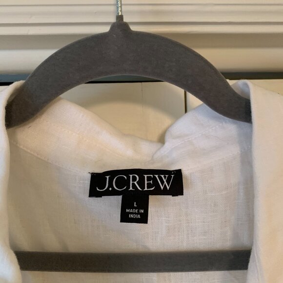 J. Crew Linen Bungalow Popover Top (L, White) - Picture 4 of 6